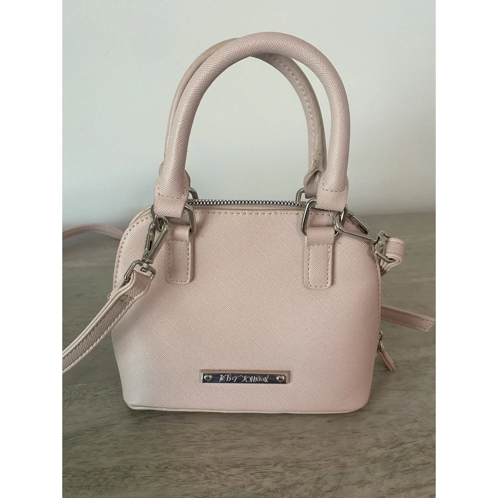 Adorable Betsey Johnson Blush Pink Mini‎ Satchel Crossbody Bag with Bow Detail